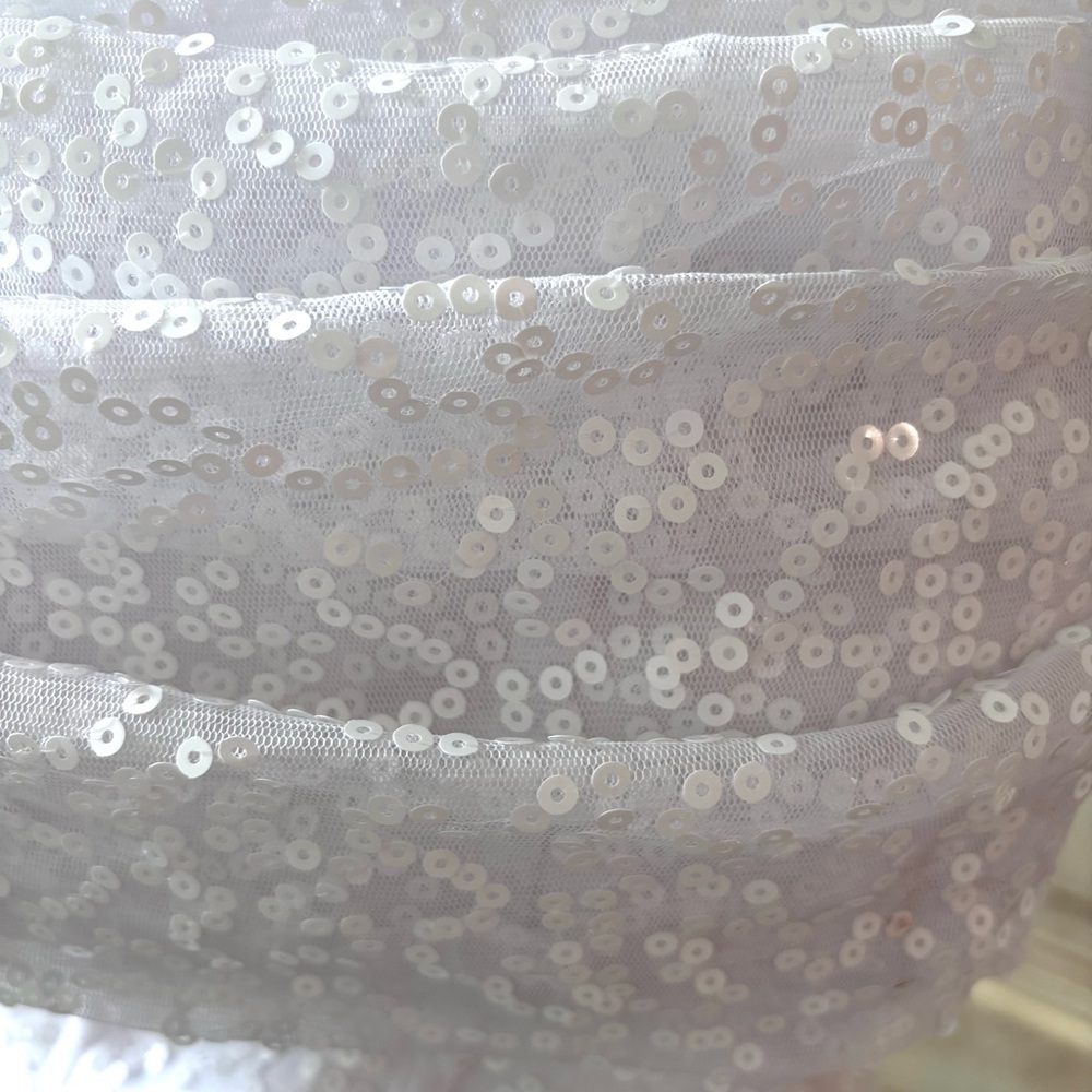 NEW, White Dress, Wedding Dress w Sequins, Detachable Train, NWOT, Size M/8 - Picture 4 of 15